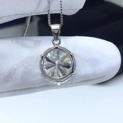 14k Vergoldete Kupfer Moissanit Anhänger Halskette Für Damen Einfache Runde Solitär Kette Vielseitiger Schmuck