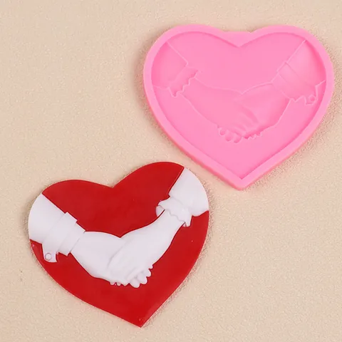 DIY Valentine's Day Heart Holding Hands Silicone Mold For Chocolate Candy Fondant Cake Decorating Romantic DIY Crafting Tool