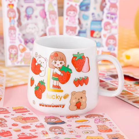 Cute Cartoon DIY Scrapbooking Stickers Set Decorative Stationery For Journaling Kids Girl Gift PET Washi Paper Stickers