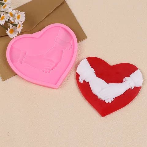 DIY Valentine's Day Heart Holding Hands Silicone Mold For Chocolate Candy Fondant Cake Decorating Romantic DIY Crafting Tool