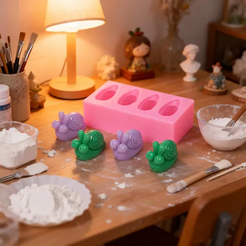 Slak Siliconen Vorm Voor Chocolade Bakken Ijsblokjes Taart Decoratie Handgemaakte Zeep Gips Pop Wasdeeltjes DIY Dierenvorm Roze Vorm