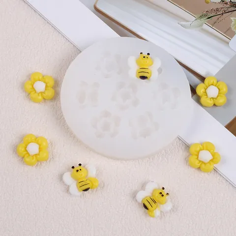 Molde de Silicona para Pasteles con Forma de Abeja y Flor para Hacer Chocolates y Caramelos de Bricolaje Decoración de Fundas