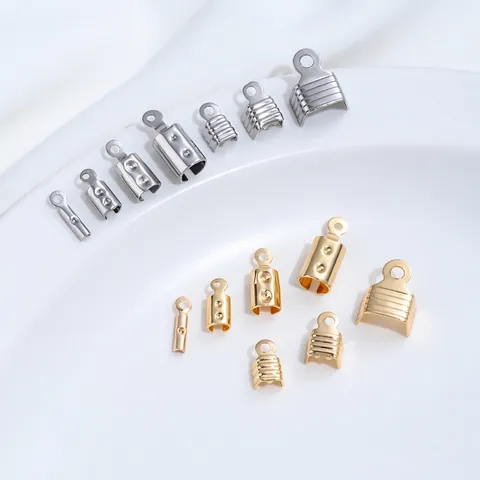 Stainless Steel Cord Ends Clasps Connectors For Jewelry Making DIY Bracelet Necklace End Caps Findings Accessories Gold Silver