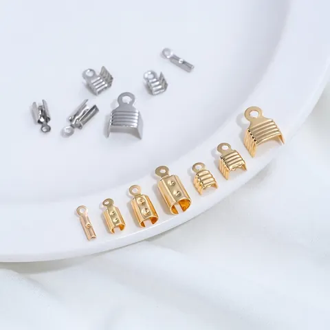 Stainless Steel Cord Ends Clasps Connectors For Jewelry Making DIY Bracelet Necklace End Caps Findings Accessories Gold Silver