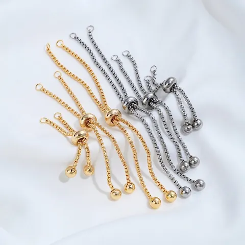 Roestvrij Stalen Verstelbare Verlengketting Met Siliconen Schuifkraal Box Ketting Connector Voor Ketting Armband DIY Sieraden Benodigdheden