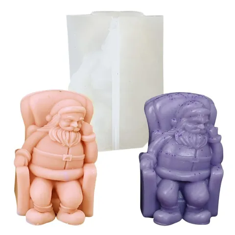 Molde de Silicona de Papá Noel Durmiendo Para Vela Aromática DIY Ornamento de Yeso Decoración Navideña Molde de Jabón