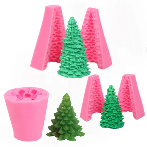 DIY Christmas Tree Cedar Shape Silicone Mold For Candle Making Plaster Ornament Home Decoration Festive Handcraft Supplies Tool