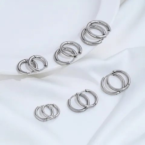 Stainless Steel Geometric Earring Hoops Spring Clasps For DIY Jewelry Making Hypoallergenic Earrings Accessories Findings Gold Silver Tone