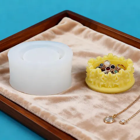 Peach Blossom Wreath Silicone Mold For DIY Jewelry Storage Tray Round Candle Holder Aromatherapy Ornament Handmade Craft Mold
