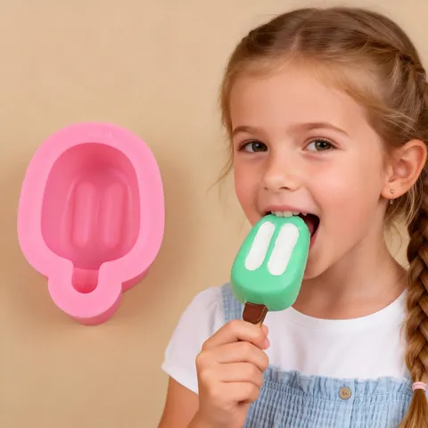 Ice Cream Popsicle Silicone Mold For DIY Handmade Aromatherapy Gypsum Chocolate Bar Soap Making Silicone Baking Mold Tool Pink