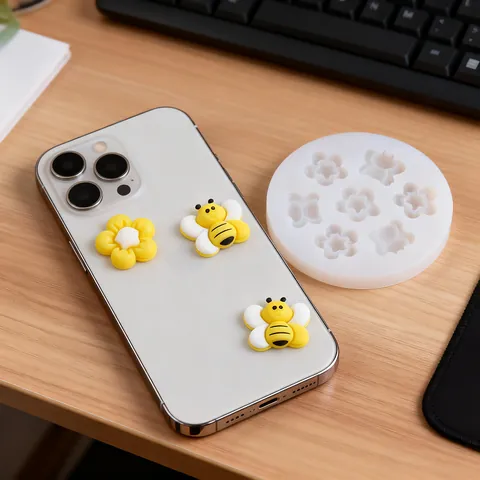 Molde de Silicona para Pasteles con Forma de Abeja y Flor para Hacer Chocolates y Caramelos de Bricolaje Decoración de Fundas