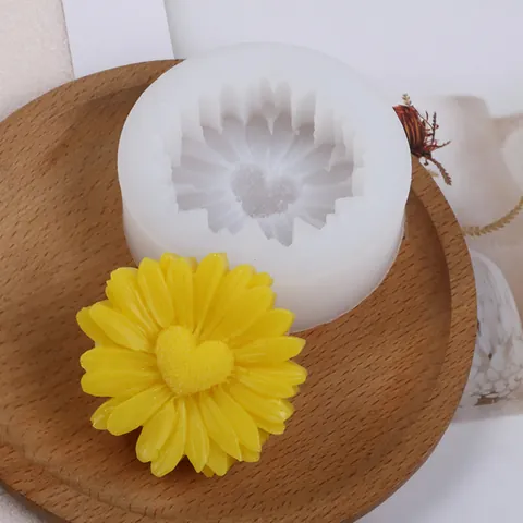 Gänseblümchen Sonnenblume Herz Silikonform Für Duftkerze Wachs Gips Mousse Kuchen Backen Handgemachte Seife Machen Blumenform