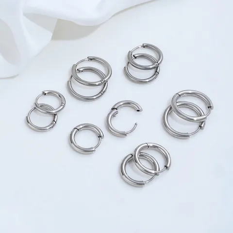 Stainless Steel Geometric Earring Hoops Spring Clasps For DIY Jewelry Making Hypoallergenic Earrings Accessories Findings Gold Silver Tone