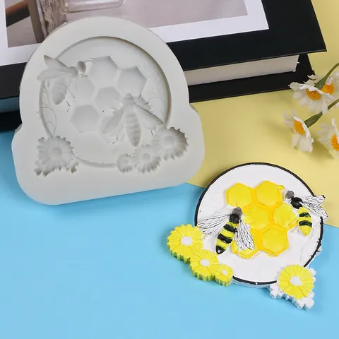 DIY Bee Honeycomb Daisy Silicone Mold For Chocolate Candy Fondant Cake Decoration Production Craft Baking Tools Mold