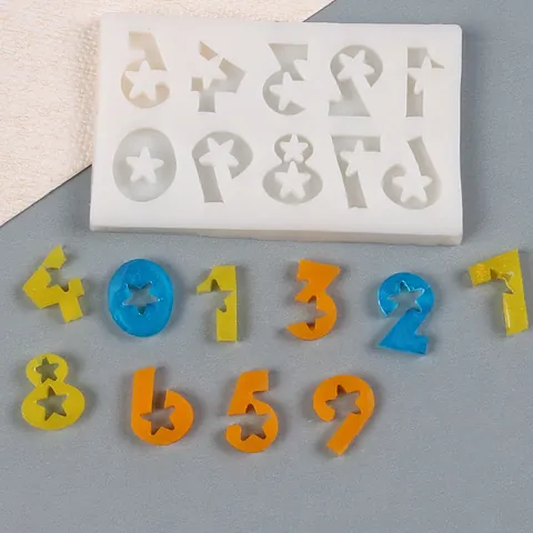 DIY 0-9 Number Silicone Mold With Star Hollow Design For Chocolate Candy Cake Decorating Birthday Candle Handmade Craft Tool