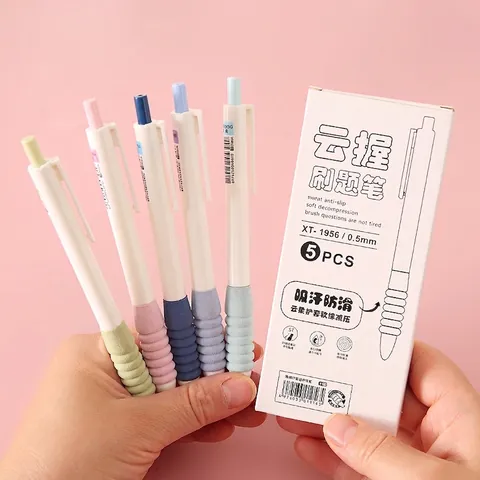Retractable Cloud Grip Gel Pens Set Soft Ergonomic Handle Quick Dry Ink Neutral Pens For Students Office Writing Supplies