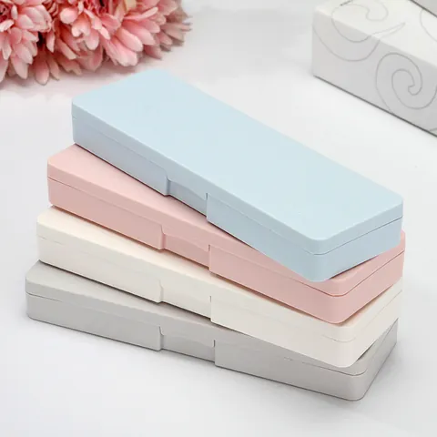 Simple Minimalist Plastic Pencil Case Frosted Rectangular Stationery Storage Box For Kids Students School Office Supplies