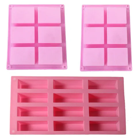 Siliconen Rechthoekige Vorm Voor Zeep Maken DIY Taart Chocolade Kaars Vormen Roze Flexibele Mousse Bakplaat Sieraden Decoratie