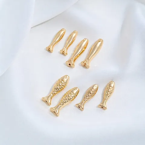 Edelstahl Fischform Zwischenperlen Gold Silber Farbe Glatte Schuppenmuster DIY Schmuckherstellung Zubehör Für Armband Halskette