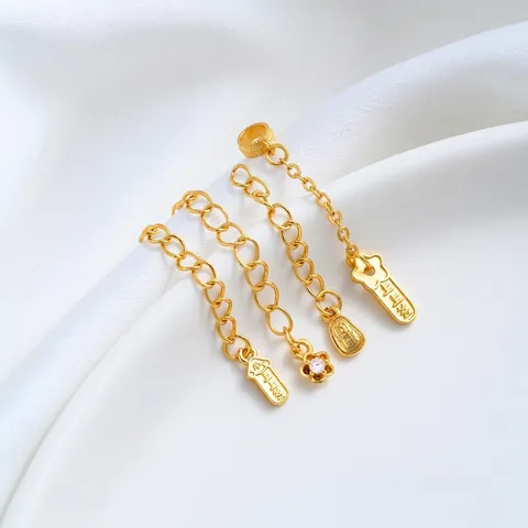 24K Vergoldete Messing Verlängerungskette Mit Zirkonia Blume Glücksanhänger Für DIY Halskette Armband Schmuckherstellung Zubehör