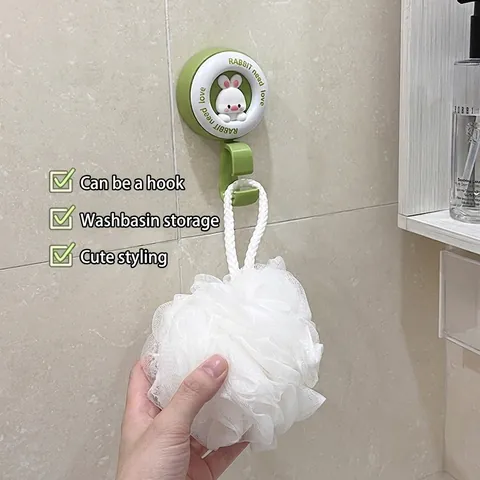 Crochet de Rangement Mural pour Lavabo en ABS Forme de U Design Animal Mignon Sans Perçage Organisateur de Salle de Bain