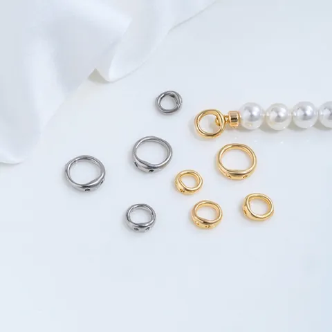 Titanium Stainless Steel Pig Nose Double Hole Connector Rings For DIY Jewelry Making Gold Silver Electroplated Geometric Rings Necklace Bracelet Accessories