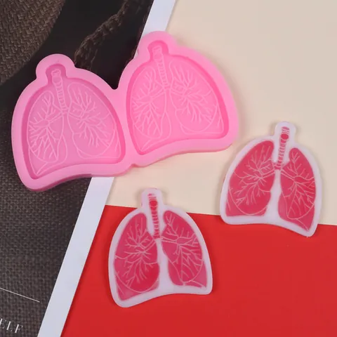 Dubbele Long Siliconen Vorm Voor Hars Gieten DIY Sleutelhanger Anatomische Longen Epoxyhars Knutselbenodigdheden Handgemaakte Sieraden Decoratie