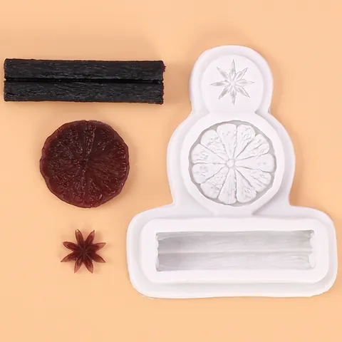 DIY Stampo in Silicone a Forma di Spezia con Fetta di Limone Cannella Anice Stellato per Decorazione Torte al Fondente Cioccolato