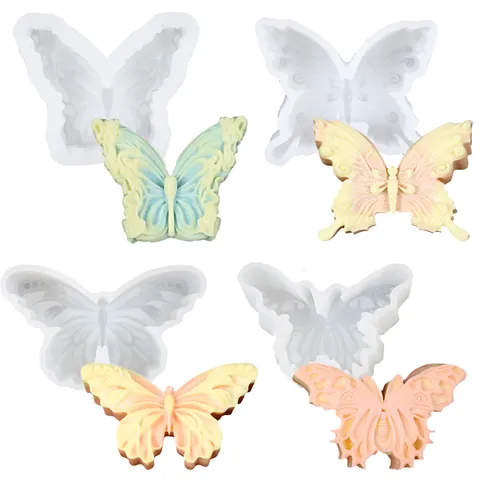 Molde De Silicona De Mariposa 3D Para Jabón Hecho A Mano DIY Vela De Aromaterapia Ornamento De Yeso Herramienta De Fundición De Resina Flexible Decoración Del Hogar