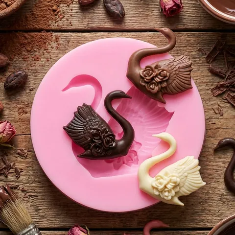 3D Rose Swan Silicone Mold For Wedding Cake Decoration Fondant Chocolate Clay Soap Making Tool DIY Baking Accessories