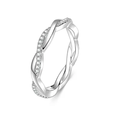 Moissanit Ring Für Damen Infinity Twist Seil Eternity Band Luxuriöse Kupfer 14K Vergoldet Funkelnder Moissanit Schmuck