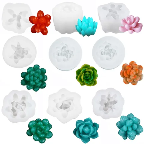3D Succulent Plant Silicone Molds For DIY Scented Candle Aromatherapy Diffuser Stone Cactus Gypsum Clay Cake Decorating Baking Mold