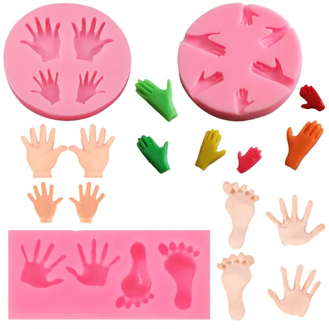 DIY Hand- und Fußabdruck Silikonform Für Fondant Kuchen Schokolade Süßigkeiten Polymer Ton Dekoration Werkzeuge Rosa Handabdruck Fußabdruck Harz Gips Bastelform