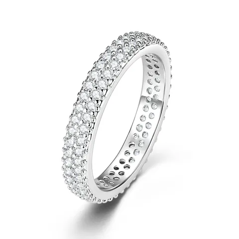 14k Gold Gefüllt Dreireihig Moissanit Eternity Ring Für Damen Stapelbarer Sternenhimmel Micro Pave Moissanit Ehering Täglicher Schmuck