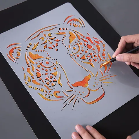 Animal Theme Mandala Drawing Template PET Hollow Out Stencil For DIY Art Craft Drawing Ruler Personal Scratch Art Tool