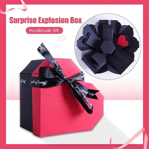 Caja de Explosión con Forma de Corazón DIY Sorpresa Caja de Regalo Álbum de Fotos de Cartulina Hecho a Mano para San Valentín