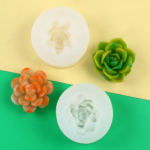 3D Succulent Plant Silicone Molds For DIY Scented Candle Aromatherapy Diffuser Stone Cactus Gypsum Clay Cake Decorating Baking Mold