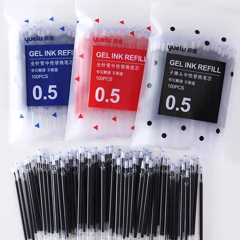 Recharges de Stylo à Encre Gel YUELU Écriture Fluide Pointe Balle et Pointe Aiguille pour Bureau École Étudiants Examens Fournitures de Papeterie