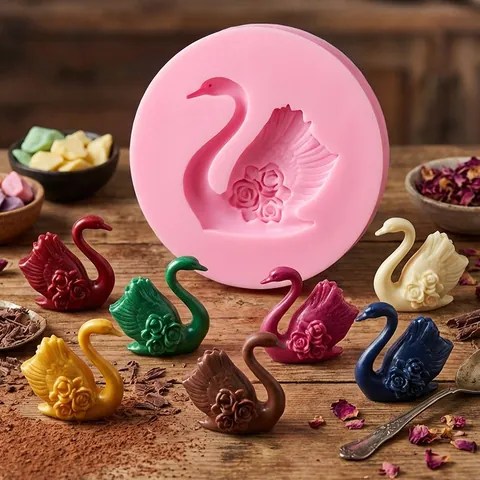 3D Rose Swan Silicone Mold For Wedding Cake Decoration Fondant Chocolate Clay Soap Making Tool DIY Baking Accessories