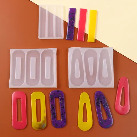 Molde de Silicona para Pinzas de Pelo DIY Moldes de Fundición de Resina Geométrica Herramientas de Artesanía para Mujeres Accesorios de Joyería