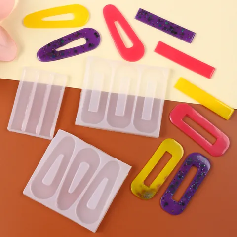 Molde de Silicona para Pinzas de Pelo DIY Moldes de Fundición de Resina Geométrica Herramientas de Artesanía para Mujeres Accesorios de Joyería