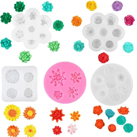 3D Flower Succulent Silicone Mold For DIY Aromatherapy Candle Chocolate Cake Decoration Rose Lotus Chrysanthemum Shape Molding Tool