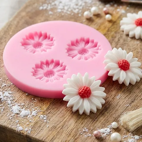 Triple Flower Sphere Silicone Mold For DIY Epoxy Resin Furniture Decor Baking Tools Fondant Cake Chocolate Mold Daisy Pattern
