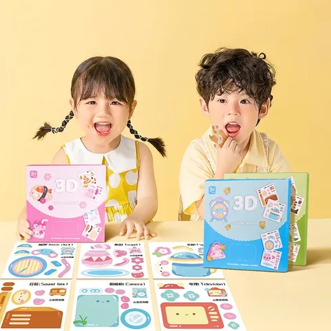 Cartoon 3D Stickers Kids DIY Handmade Puzzle Paster Guka Educational Toy Girls Creative Art Craft Activity Paper Sticker