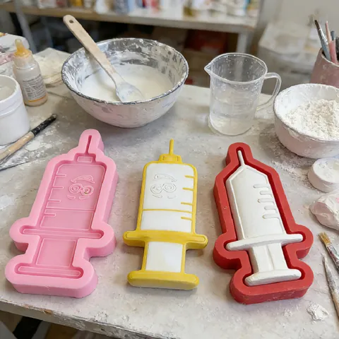Kreative Cartoon Spritzenform Silikonform Für DIY Epoxidharz Schlüsselanhänger Gips Aromatherapie Handgefertigte Rosa Form