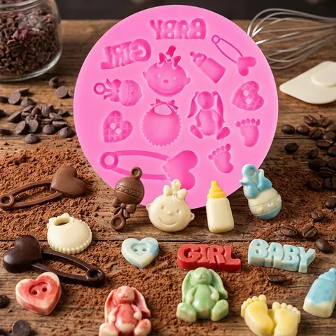 Baby Girl Silicone Mold 3D Fondant Chocolate Mold For Cake Decoration Baby Shower Birthday Party Sugarcraft DIY Baking Tool