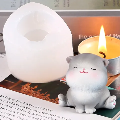 Cat Shaped Silicone Mold For DIY Aromatherapy Candle Plaster Resin Casting Cute Animal Desktop Ornament Handicraft Making Tool