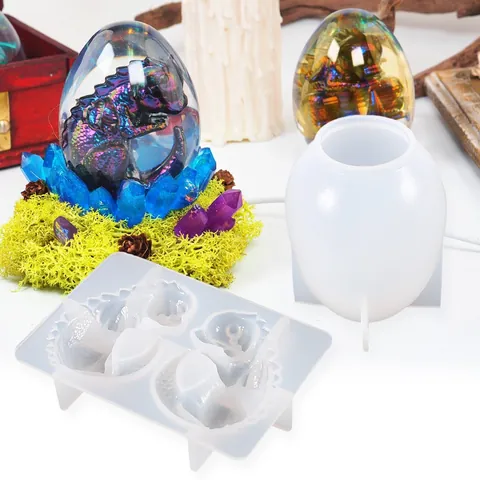 DIY Crystal Epoxy Resin Silicone Mold Egg Shaped Dragon Egg Starry Ball Night Light Mirror Surface Silicone Mold Kit For Crafts Decor