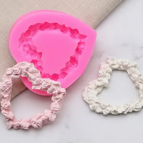 Hochzeit Thema Herz Rosenrand Silikonform Für Fondant Schokolade Backen Süßigkeiten Kuchendekoration Rosa Blumen Herz Form