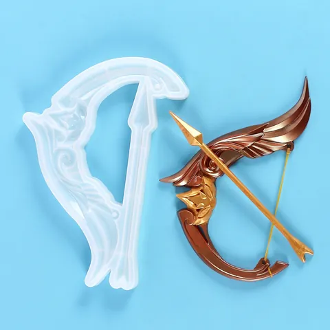 European Pattern Bow And Arrow Silicone Mold For DIY Resin Casting Creative Irregular Room Decor Mirrored Surface Resin Mold With Rubber Bands
